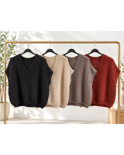 TU(38-42)- pull sans manche col v 