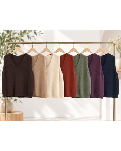TU(38-42)- pull sans manche col v Couleur:CH. Chocolat