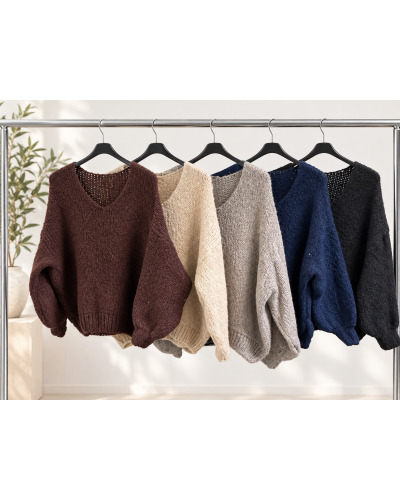 TU(38-42)- pull col v en maille Couleur:B. Marino