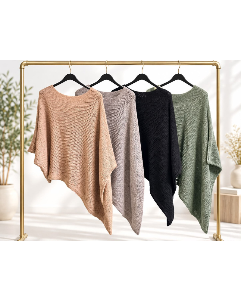 TU(38-42)- 30% mohair - Pull poncho asymetrique 