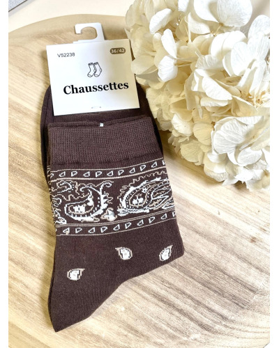 (36-42) - 67% coton - Chaussettes Couleur:CH. Chocolat