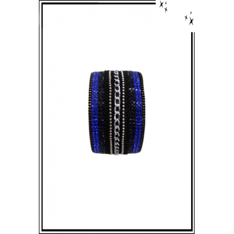 Bracelet manchette - Stella Green - Chaînette et strass - Bleu
