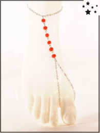 Bracelet de cheville - Perles rouges