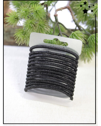 Lot de 12 élastiques - Paillettes - Noir