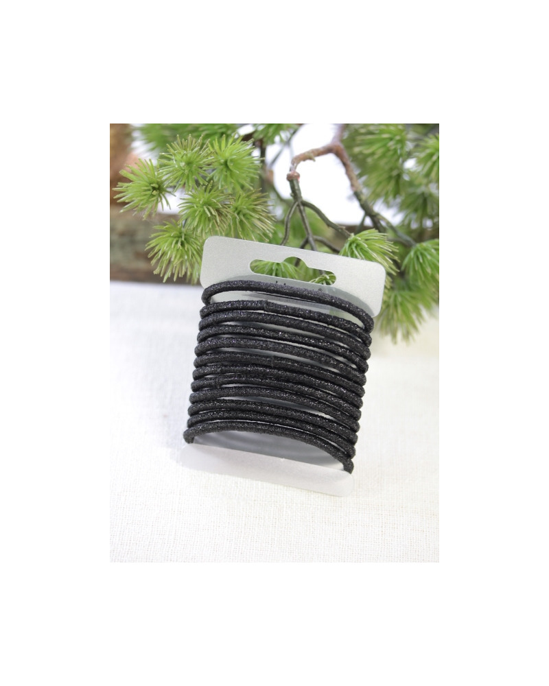 Lot de 12 élastiques - Paillettes - Noir