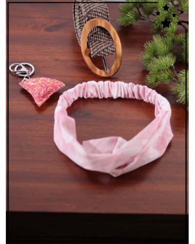Offre printemps - Head band, ceinture et porte clés - Rose