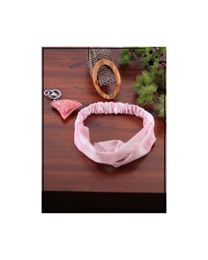 Offre printemps - Head band, ceinture et porte clés - Rose