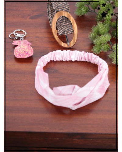 Offre printemps - Head band, ceinture et porte clés - Rose